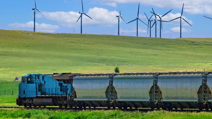 Locomotive with windmills 