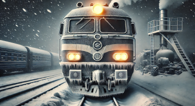 Diesel loco in snow